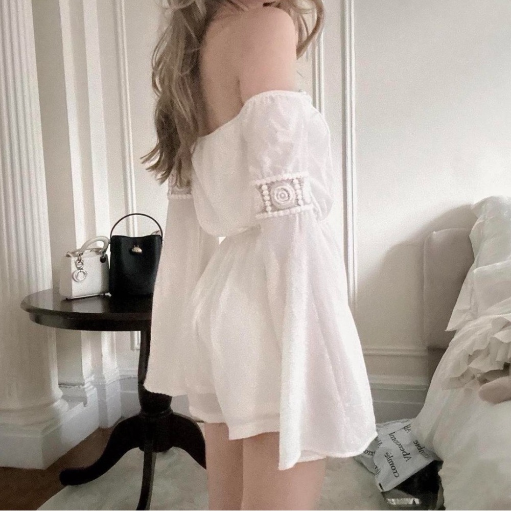 White Bohemian Long Sleeve Romper